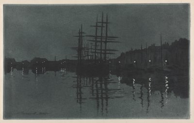Efeito da Lua em Dieppe, c. 1885 de Henri Charles Guérard