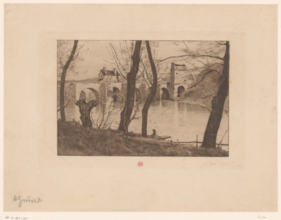 Vista da ponte em Mantes-la-Jolie de Henri Charles Guérard