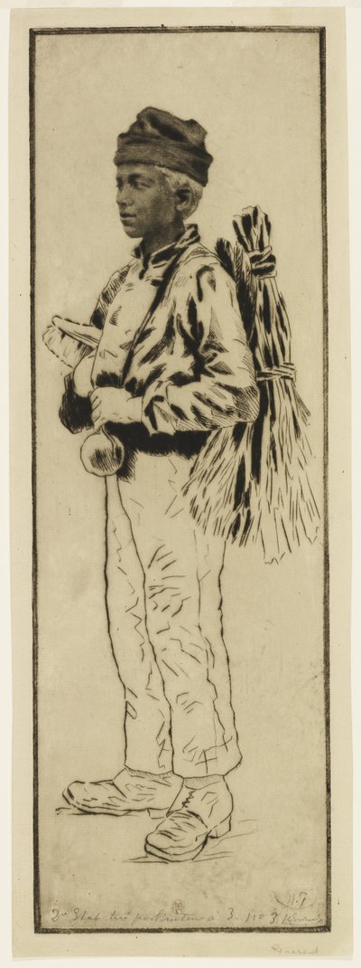 La ramoneur (O Limpador de Chaminés), c.1890 (gravura e ponto de secagem) de Henri Charles Guérard