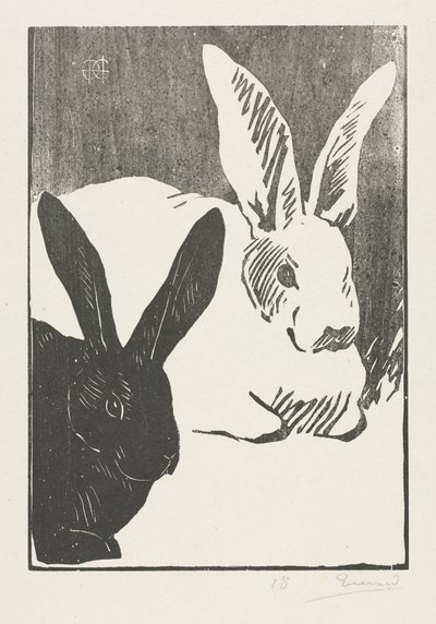 Os coelhos, 1893. de Henri Charles Guérard
