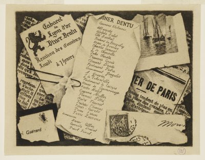Um pedaço de jornal, um envelope e uma mosca. de Henri Charles Guérard
