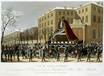 Carruagem funerária da tradução de Luís XVI e Maria Antonieta para São Denis em 21 de janeiro de Henri Courvoisier-Voisin