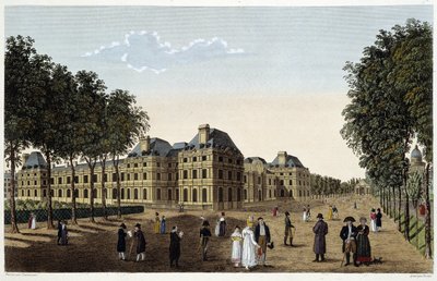Jardim e Palácio do Luxemburgo visto do terraço do pequeno Luxemburgo. Gravação por Courvoisier de Henri Courvoisier-Voisin