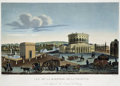 A barreira de La Villette, por volta de 1820 - em "Vues de Paris" de Courvoisier de Henri Courvoisier-Voisin