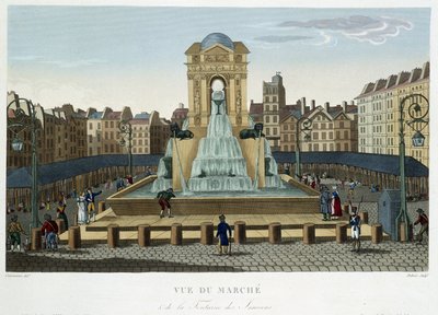 A Fonte dos Inocentes, cerca de 1820 - em "Vues de Paris" de Courvoisier 1827 de Henri Courvoisier-Voisin