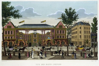 Os banhos chineses, cerca de 1820 em "Views of Paris" de Courvoisier 1827 de Henri Courvoisier-Voisin
