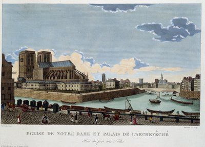 A igreja de Notre-Dame e o palácio do Archevéché - em "Views of Paris" de Courvoisier de Henri Courvoisier-Voisin