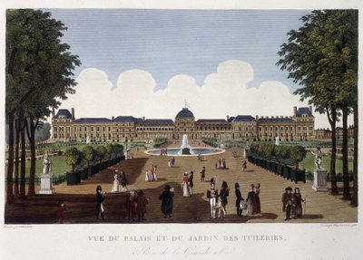 Vista do palácio e do jardim das Tuileries - em "Vues de Paris" de Courvoisier de Henri Courvoisier-Voisin