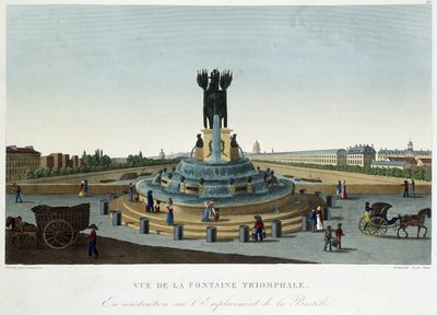 Vista da Fonte Triunfal da Bastilha - em "Vues de Paris" de Courvoisier de Henri Courvoisier-Voisin