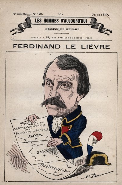 Desenho animado de Ferdinand Le Lievre (Lelievre) (1799-1886) Senador inglês na Argélia de 