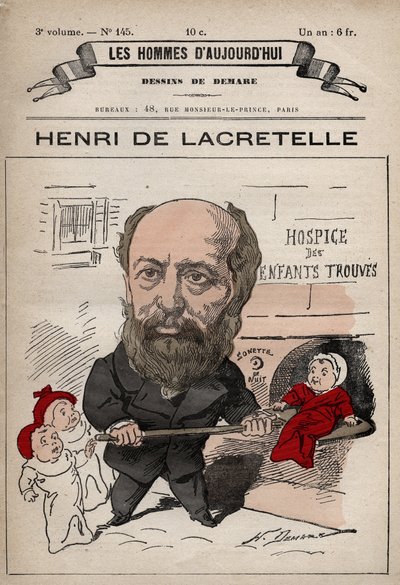 Desenho animado de Henri de Lacretelle (1815-1899) político francês, escritor - de 