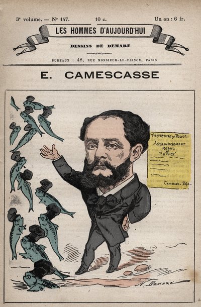 Desenho animado de Jean Louis Ernest Camescasse (1838-1897) Advogado, político francês - de 