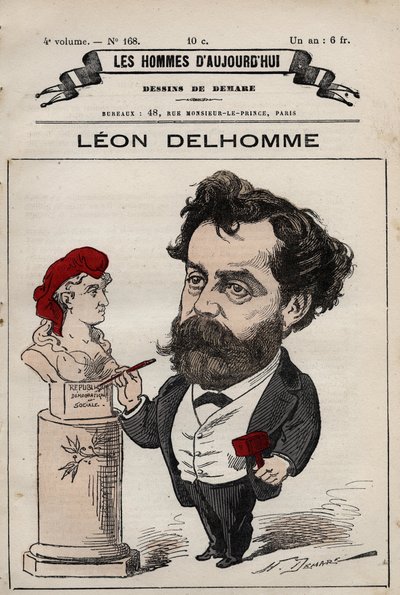 Desenho animado de Leon Alexandre Delhomme (1841-1895) Escultor francês de 