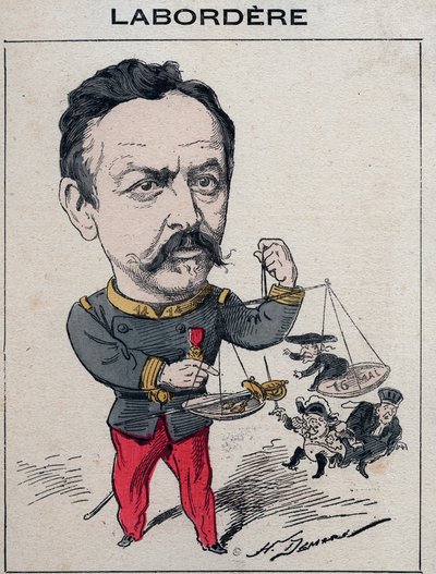 Jean Marie Arthur Labordere, militar francês, político, senador do Sena - Cartoon de Henri Demare em "Les Hommes d