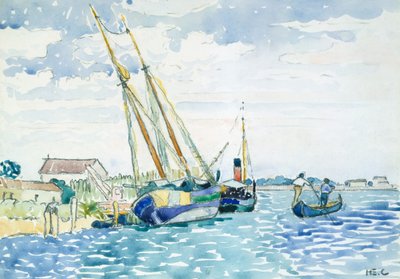 Barcos de cena marinha perto de Veneza, 1903. de Henri Edmond Cross