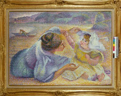 Mãe brincando com seu filho, c.1897 de Henri Edmond Cross