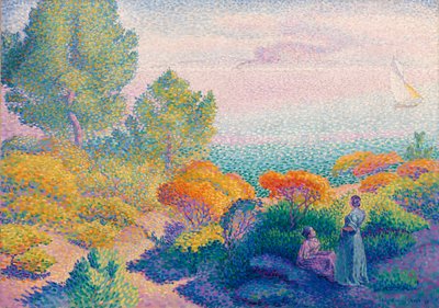 Duas mulheres à beira-mar, Mediterrâneo de Henri Edmond Cross