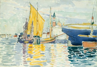 Veneza-The Giudecca, 1903 (wc, grafite e carvão em pesado, white wove paper) de Henri Edmond Cross