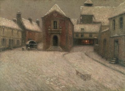 Gerberoy Sob a Neve (óleo sobre tela) de Henri Eugene Augustin Le Sidaner