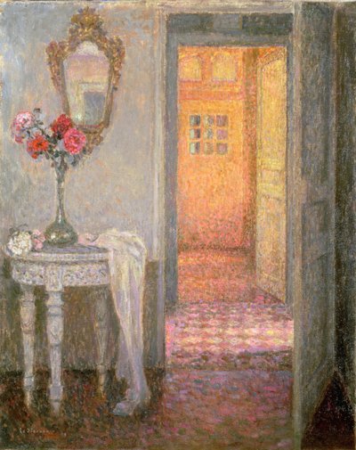 Interior de um corredor de Henri Eugene Augustin Le Sidaner