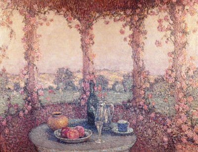 A mesa sob o caramanchão de Henri Eugene Augustin Le Sidaner