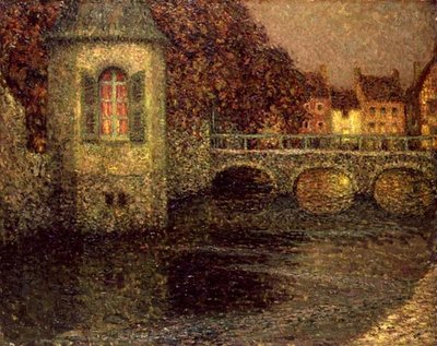 Noite na Normandia (óleo sobre tela) de Henri Eugene Augustin Le Sidaner