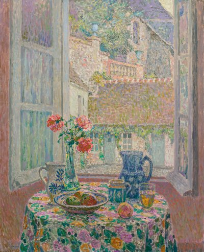 Mesa donnant sur la cour - Mesa com vista para o pátio - Pintura de Henri Le Sidaner (1862-1939) de Henri Eugene Augustin Le Sidaner