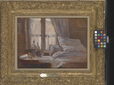 O Quarto (La Chambre À Coucher) (óleo sobre madeira) de Henri Eugene Augustin Le Sidaner