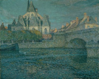 A Igreja em Nemours, França de Henri Eugene Augustin Le Sidaner