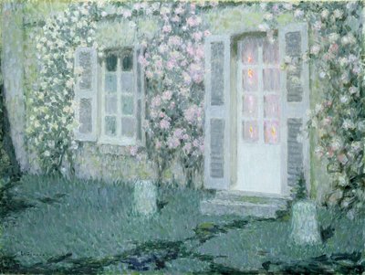 A casa com rosas, 1936 de Henri Eugene Augustin Le Sidaner