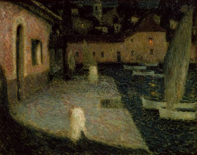O Pequeno Porto, Crepúsculo (óleo sobre tela) de Henri Eugene Augustin Le Sidaner