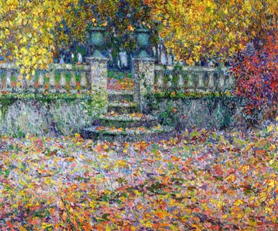 O terraço no outono, Gerberoy de Henri Eugene Augustin Le Sidaner