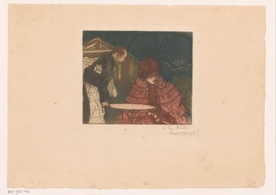 Mulher num terraço com empregado de mesa de Henri Evenepoel (signed by artist)