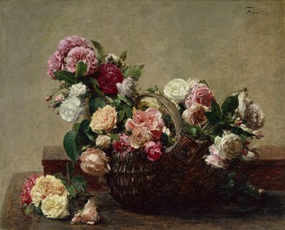 cesta de rosas de Ignace Henri Jean Fantin Latour