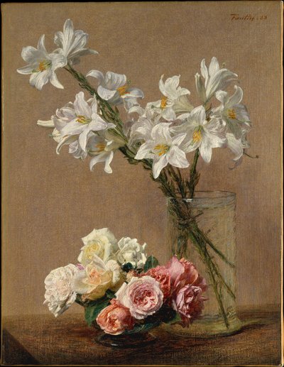 Rosas e lírios de Henri Fantin-Latour