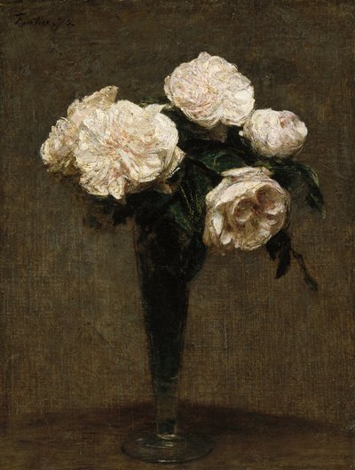 Rosas num vaso de Henri Fantin-Latour