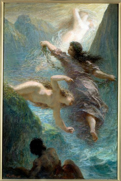 As raparigas do Reno. Pastel de Henri Fantin Latour (Fantin-Latour de Ignace Henri Jean Fantin Latour