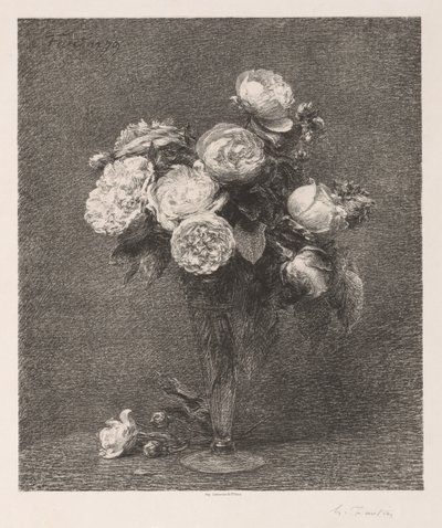 buquê de rosas de Ignace Henri Jean Fantin-Latour