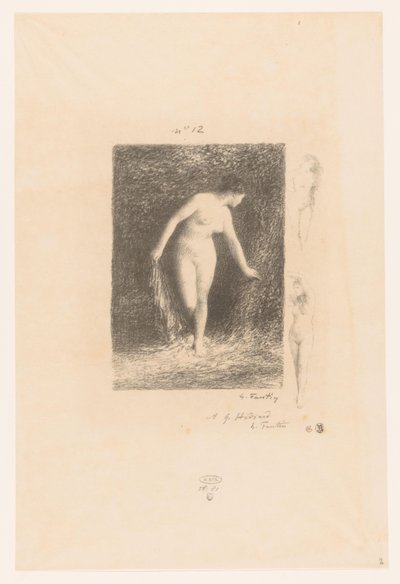 Diana ontkleedt zich om te baden Diana Gedichten van André Chénier (título da série) Ilustrações para os Poemas de André Chénier (título da série) de Ignace Henri Jean Fantin Latour