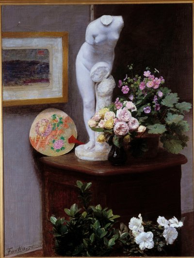 Flores e objetos Pintura por Henri Fantin Latour (Fantin-Latour de Ignace Henri Jean Fantin Latour