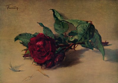 Rosa vermelha, c1864, 1938 de Ignace Henri Jean Fantin-Latour