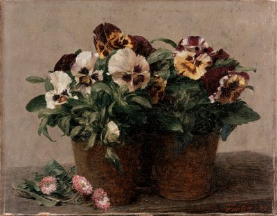 Natureza Morta: Pansies and Daisies, 1880 de Ignace Henri Jean Fantin-Latour
