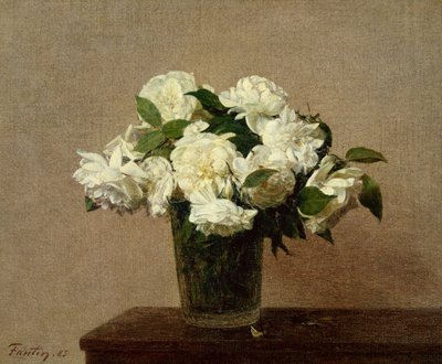 Natureza morta com rosas brancas de Ignace Henri Jean Fantin-Latour