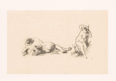 Folha de estudo com duas mulheres nuas de Ignace Henri Jean Fantin-Latour
