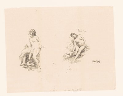 Folha de estudo com duas mulheres nuas de Ignace Henri Jean Fantin Latour