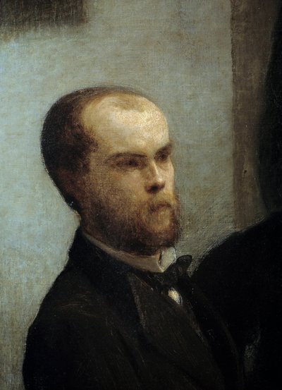 Canto da mesa, Detalhe. Retrato do poeta Paul Verlaine. Pintura de Henri Fantin Latour (Fantin-Latour de Ignace Henri Jean Fantin-Latour