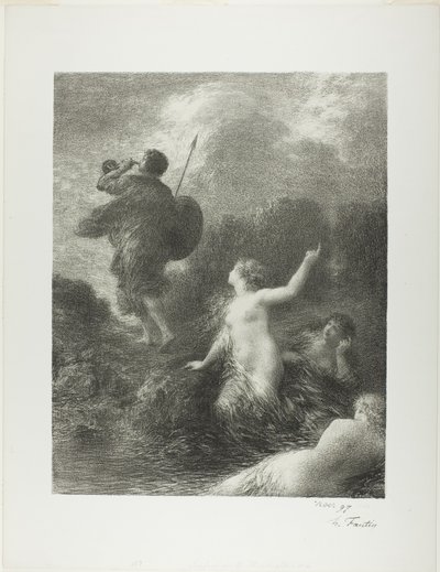 Crepúsculo dos Deuses: Siegfried e as Donzelas do Reno de Ignace Henri Jean Fantin Latour