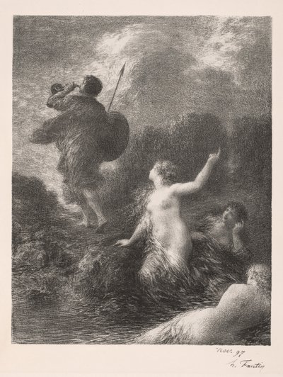 Crepúsculo dos Deuses: Siegfried e as Donzelas do Reno de Ignace Henri Jean Fantin Latour