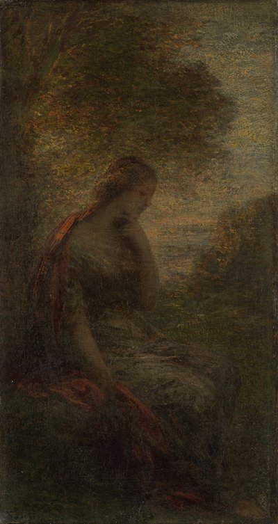 Jovem mulher debaixo de uma árvore ao pôr-do-sol, chamada 