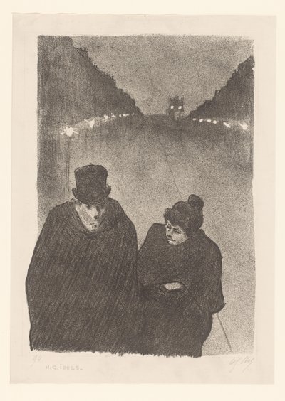 Homem e mulher à noite na rua de Henri Gabriel Ibels (attributed to)